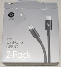Beats 5' USB-C to USB-C Woven Cable 2-pack for iPhone iPad Macbook Bolt Black