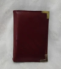 Classic Vintage Burgundy Genuine Leather Note Pad Folio Organizer  6.5"L X 4.5"W