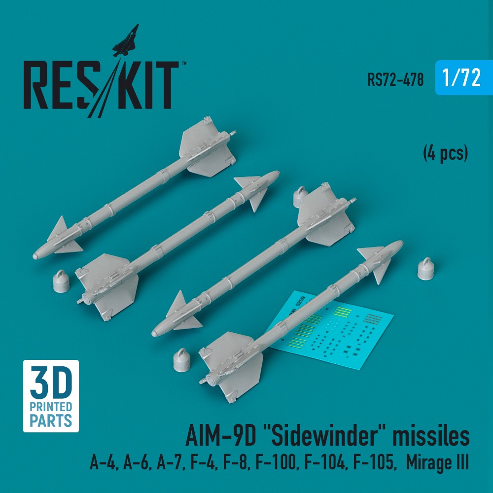 ResKit RS72-0478 1:72 AIM-9D Sidewinder missiles