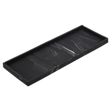 Bathroom Vanity Tray 15.7"x6" Silicone Soap Dispenser Trays Marble Black