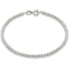 Sterling Silver Plated Small Ball Chain Bracelet 7.5", Sterling Silver