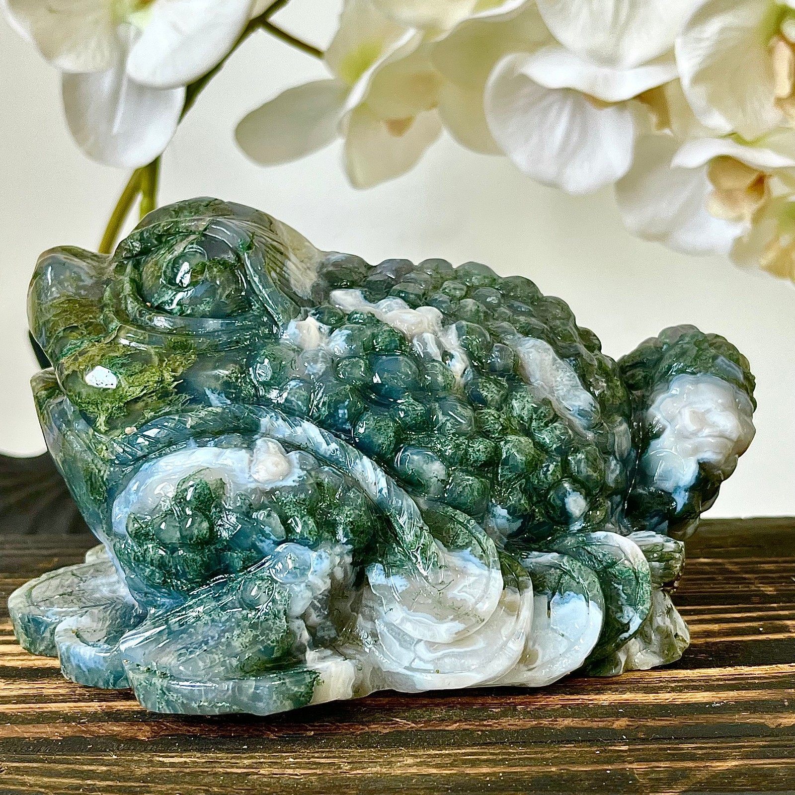 6.05LB Natural water grass agate hand carved spiritual ornament healing