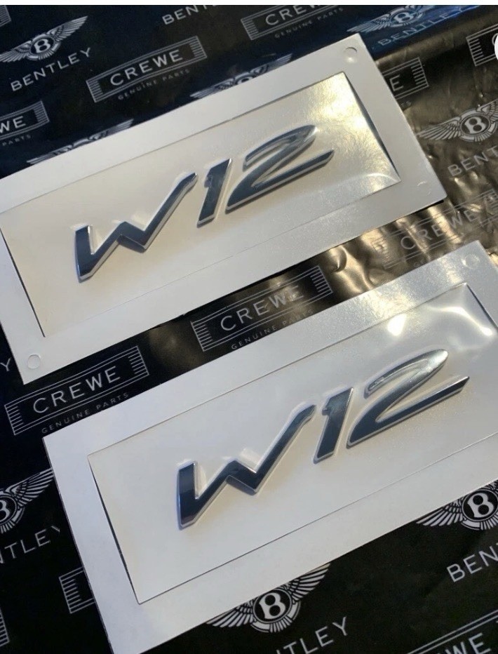 BENTLEY GENUINE W12 BADGES 3W8853675D X 2 Fits GT & GTC Chrome & Black~US Seller