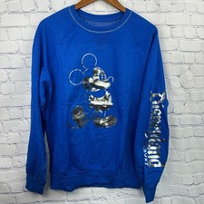 NWOT Disneyland Resort Mickey Mouse Sweatshirt Silver Foil Blue Medium