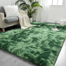 Fluffy Area Rug 8x10 Soft Tie-dyed Green Mat Carpet for Living  Bedroom Floor