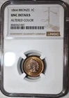 NGC Brilliant Uncirculated 1864 Bronze Indian Head Cent, 50% Red Blazer!