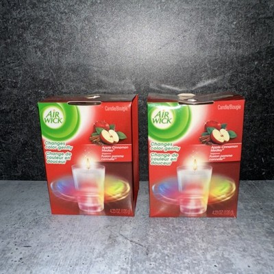 2 Lot Air Wick Apple Cinnamon Medley Color Changing Airwick Candle
