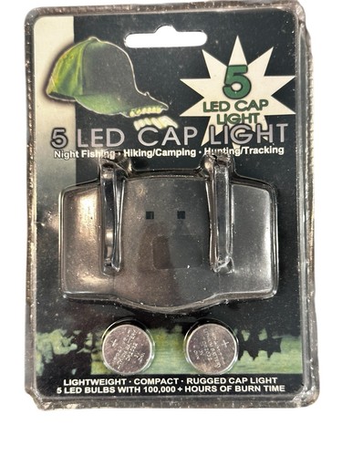 Bright 5 LED Clip on Hat Head Cap Light Headlamp Flashlight Fishing Hiking - Picture 1 of 2