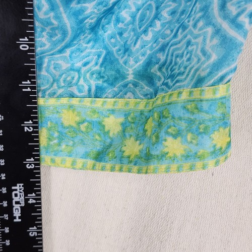 Gretchen Scott 100% Silk Colorful 3/4 Sleeve Sheer Boho Geometric Tunic Women LG - Picture 11 of 17