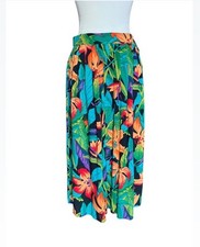 Vintage Melrose Tropical Print Midi Skirt Size Medium