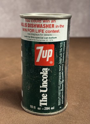 7UP Soda Pop Can 10oz~284mL Pull Tab Toronto Canada 1974
