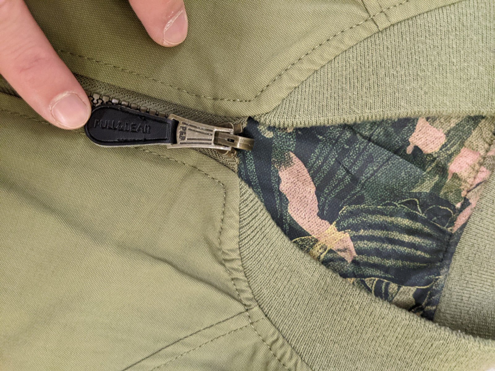 Pull&Bear Reversible Bomber Jacket Khaki Tropical… - image 2