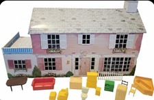 Vintage 1960s 50s Marx Tin Litho Dollhouse  Furniture Marxie Mansion 2 Story