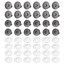 12Pcs 14mm Magnetic Snap Buttons Set Copper Fastener Clasp, Black