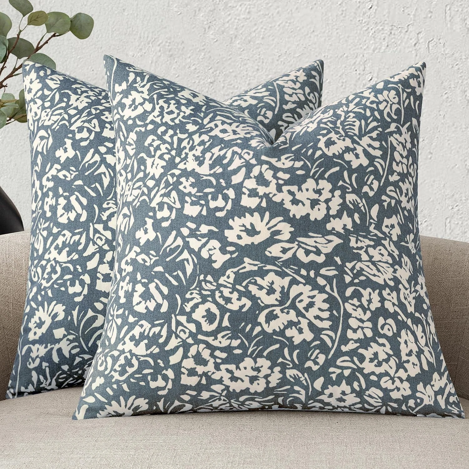 Floral Pillow Covers 22x22 Set of 2, Neutral Linen Euro Shams Decorative Thro...
Opens in a new wind