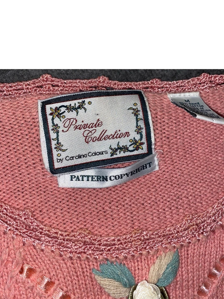 Suéter Top Colección Privada Carolina Colores Rosa Bordado Tejido M Foto 2 de 4