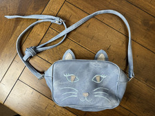 Girls blue denimlike Cat Crossbody Purse