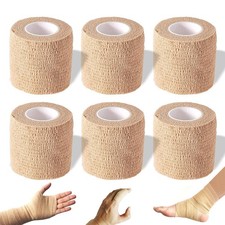 6 Pack 2 Inch x 5 Yards Self Adhesive Bandage Wrap Elastic Bandage Wrap Rolls
