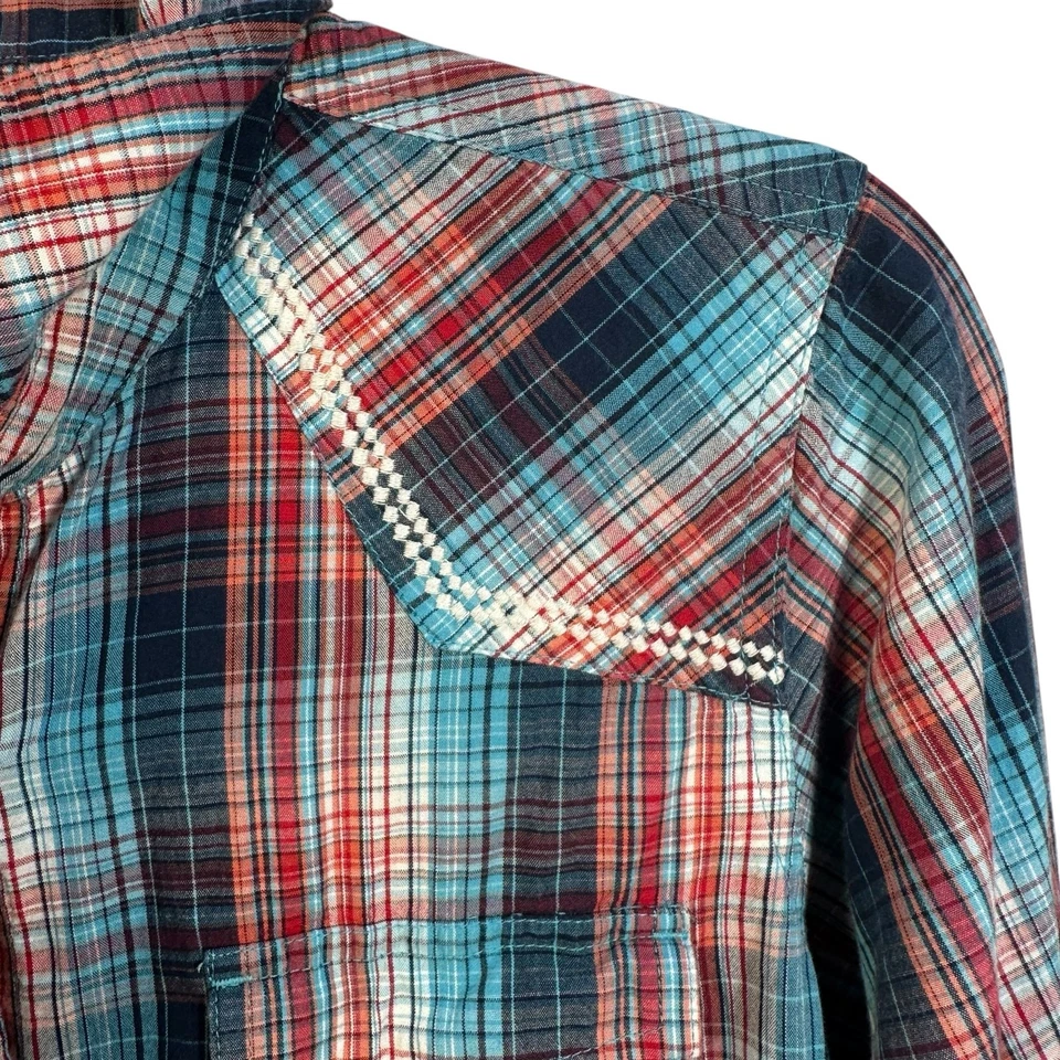 Ariat Buffalo Button Plaid Western Shirt Womens SZ M Cowgirl Ranch Rodeo Top - Imagem 4 de 4