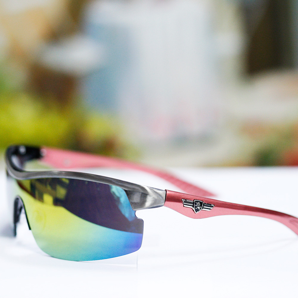 New Outdoor Sport Sunglasses Biker Red Wrap Shield Mirror UV 400 Shades Mens