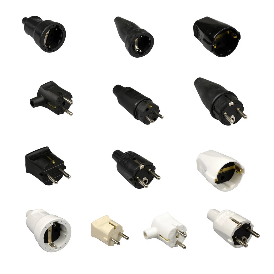 ABL - KOPP Stecker Schuko Schukokupplung Gummistecker Winkelstecker Doppelkupplung EU plug