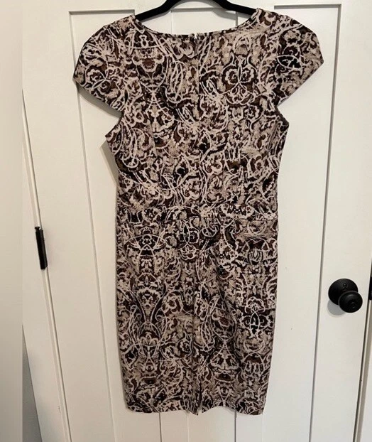 Vestido de cóctel MARK NEW YORK ANDREW MARC marrón manga gorra mezcla de algodón talla 8 Foto 2 de 4