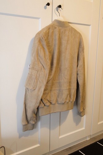 Brand New All Saints VINTAGE GREEN ENVI OVERSIZED BOMBER Jacket Leather XS Taupe - Picture 3 of 3