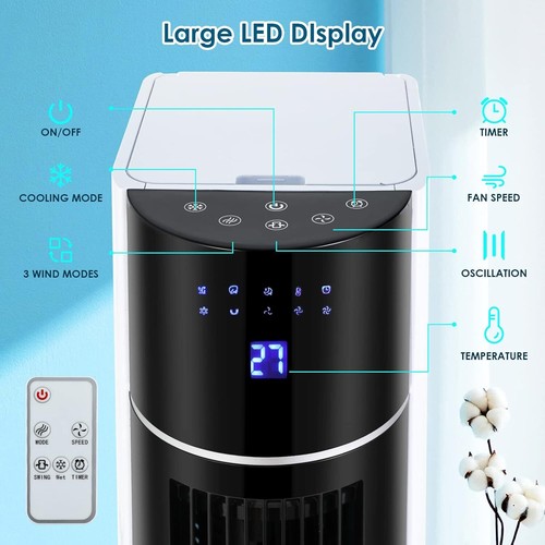4in1 Turmventilator mit Fernbedienung,Wasserkühlung mobile Klimagerät Luftkühler - Bild 4 von 13