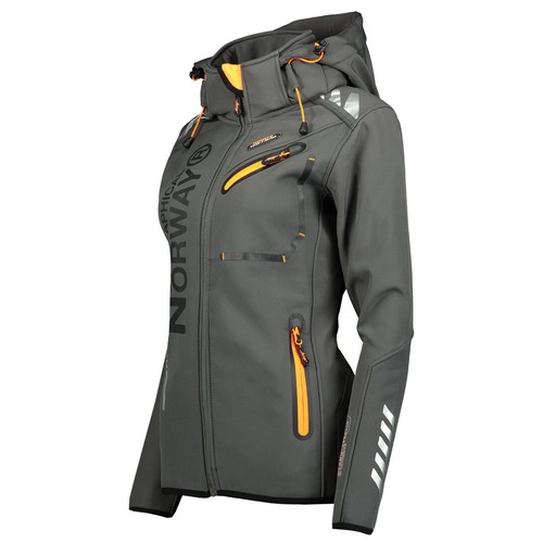 Geographical Norway Women's Softshell Jacket Windbreaker Rain Outdoor Hood - Picture 7 of 9