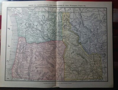 1886 Antique Train Route Map IDAHO OREGON WASHINGTON all Railroad Lines  9''x 11''