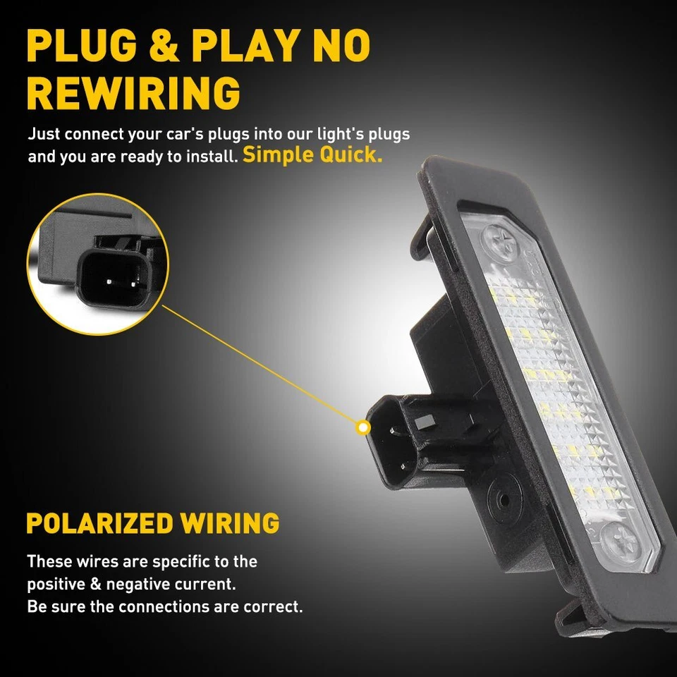 2Pcs Full LED License Plate Tag Light For Ford Mustang Focus Fusion Flex Taurus - Image 4 of 4