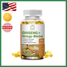 GINSENG+Ginkgo Biloba Capsules Supplement Antioxidant Cognitive Function Support