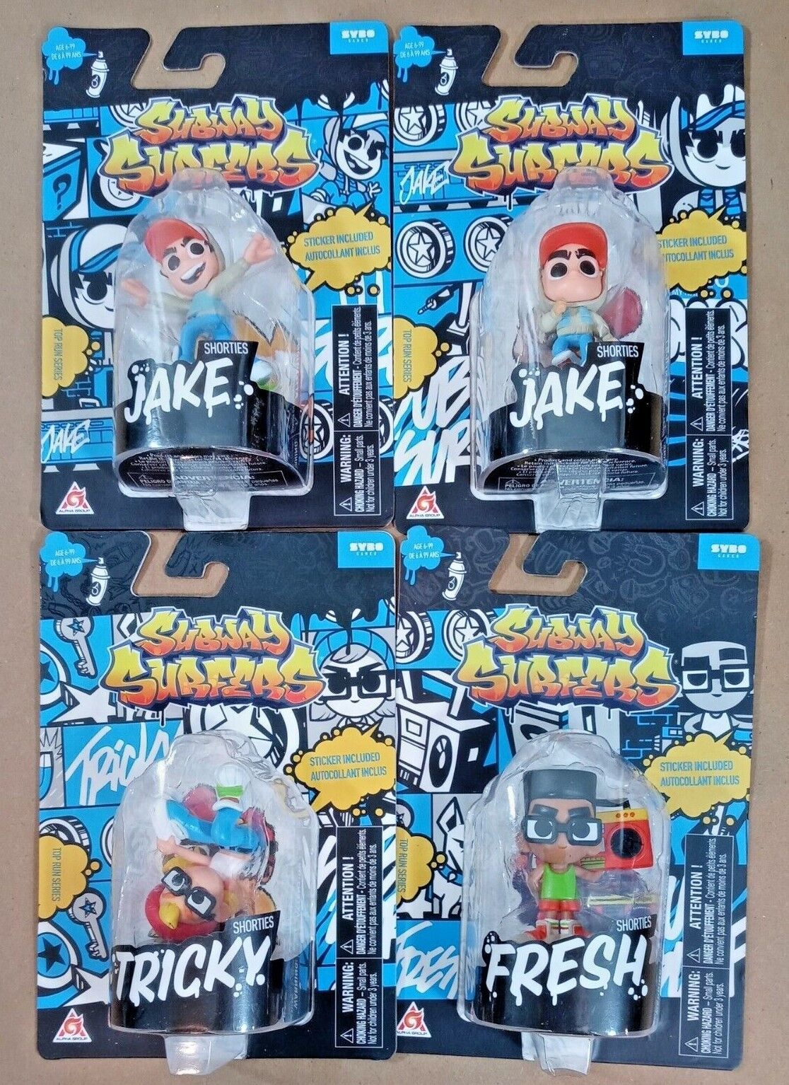 LOT OF 2 Subway Surfers Tricky / Jake Figures with Stickers