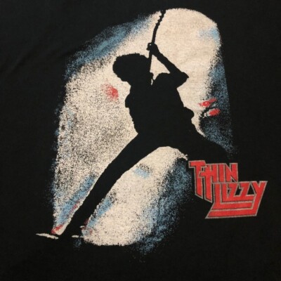 Vintage  THIN LIZZY PHIL LYNOTT Short Sleeve Black Cotton S-234XL Unisex AC269