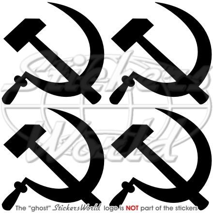 HAMMER & SICKLE Marteau et Faucille Autocollant 50mm x4 TOUTE COLOR - Picture 1 of 1