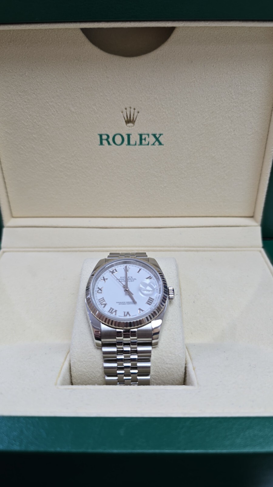 Rolex Datejust 116234 Silver Jubilee Bracelet with Silver Bezel White Dial Roman