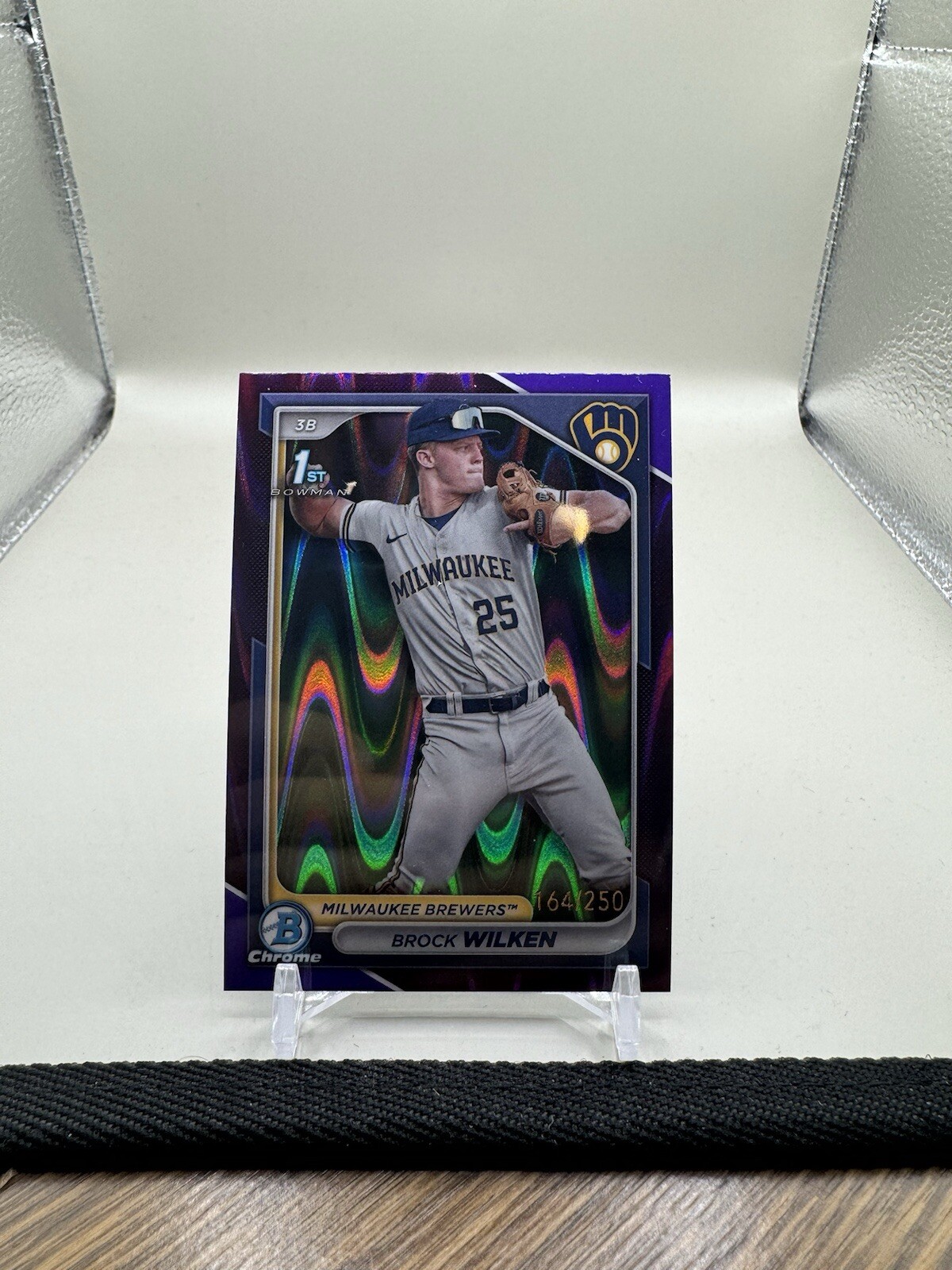 2024 Bowman Chrome Brock Wilken Purple Raywave /250 1st Bowman