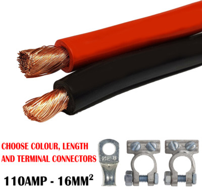 110Amp Batteriekabel Hi-Flex 16mm Masse Starter Schweißen Rot Schwarz Kabel