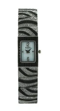 Elgin Women's Classy Zebra Striped Black & Silver Toned Bracelet Wristwatch