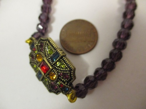 Heidi Daus Art Deco Trilogy 48" Necklace Extra Long Amethyst Purple Rhinestone - Picture 9 of 9