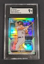 Jase Bowen 2023 1st Bowman Chrome LUNAR GLOW REFRACTOR SGC 9 MINT Card #BCP-146