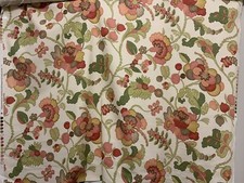 3-1/2 Yds P Kaufmann Jacobean Rose Brick Celery Taupe Gold Avocado Cotton Fabric
