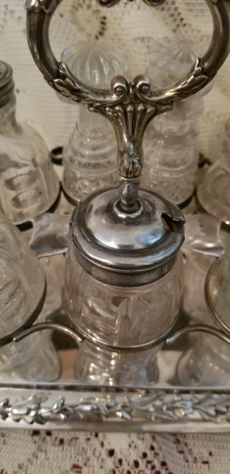 ANTIQUE ENGLISH 1814 WILLIAM & JOHN FISHER STERLING SILVER CRUET SET STAND  - Image 4 of 4