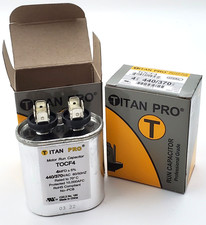 Lot of 2 Titan Pro TOCF4 Motor Run Capacitors 4MFD Oval 370/440 VAC
