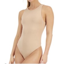 New Alfani High Neck Bodysuit Thong Latte Cafe