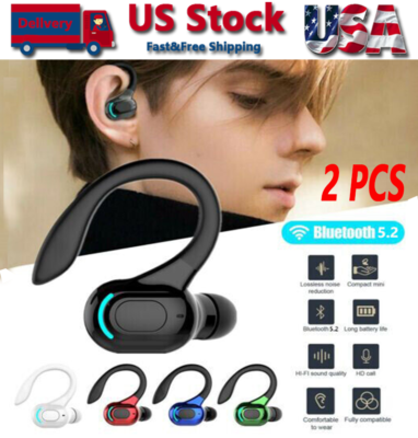 #ad #ad Bluetooth 5.2 Headset Wireless Earbuds Earphones Stereo Headphones Ear Hook USA $6.79