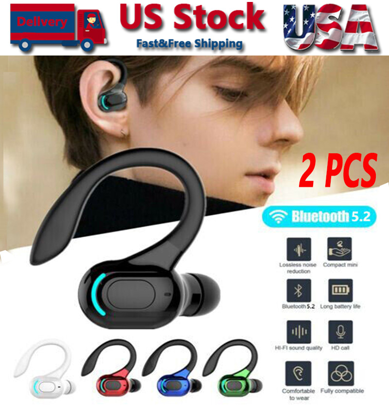 Bluetooth 5.2 Headset Wireless Earbuds Earphones Stereo Headphones Ear Hook USA