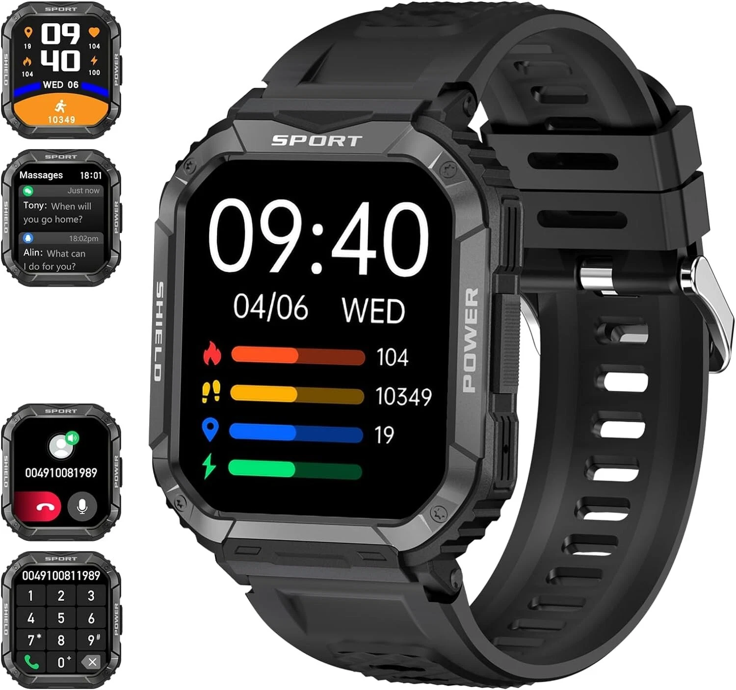 Smartwatch Men's Phone Function Wristwatch Sport Watch for iPhone Samsung Huawei