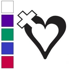 Heart With Cross, Vinyl Decal Sticker, Multiple Colors  Sizes 4033