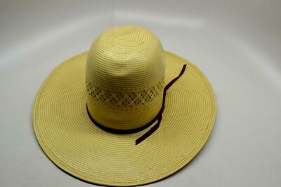 AMERICAN HAT COMPANY SZ 6/78 NATURAL 4.25'' OPEN CROWN WESTERN STRAW HAT 